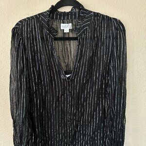 Velvet black see through blouse Size L